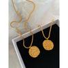 French Style Golden, round Coin Relief Female Splendid Necklace