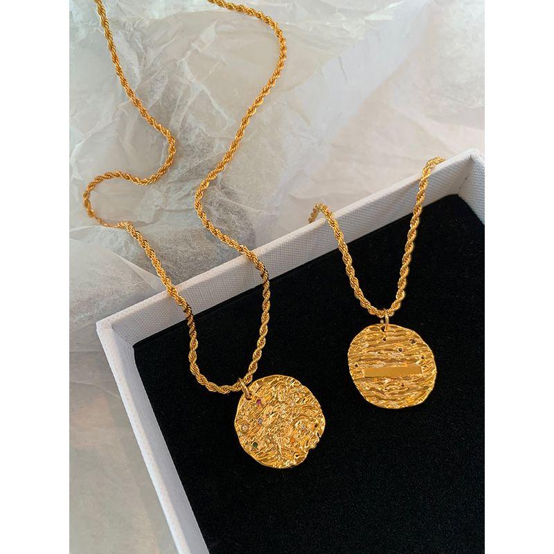 French Style Golden, round Coin Relief Female Splendid Necklace