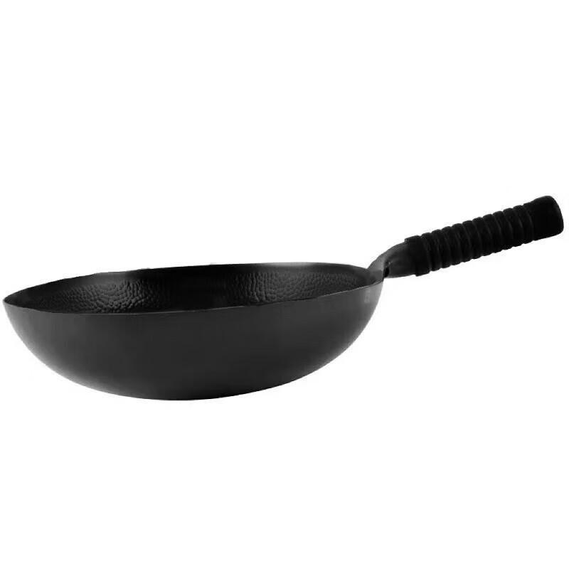 Jinweide 32cm Tradycyjny żelazny wok kuty ręcznie z pokrywką