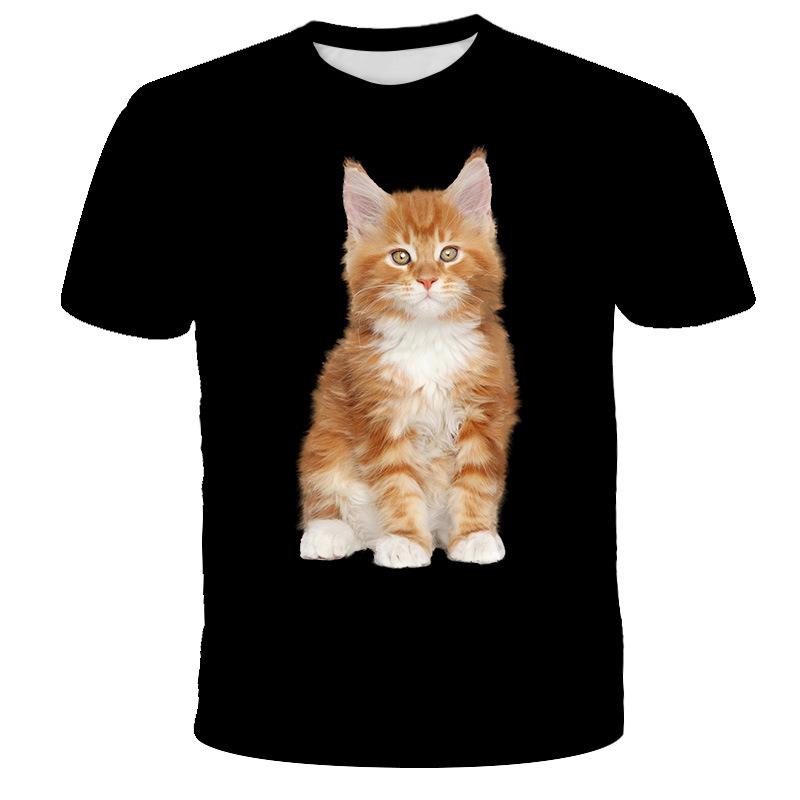 

Летняя футболка свободного кроя с 3D цифровой печатью животных, кошек, повседневная футболка с коротким рукавом 6XL