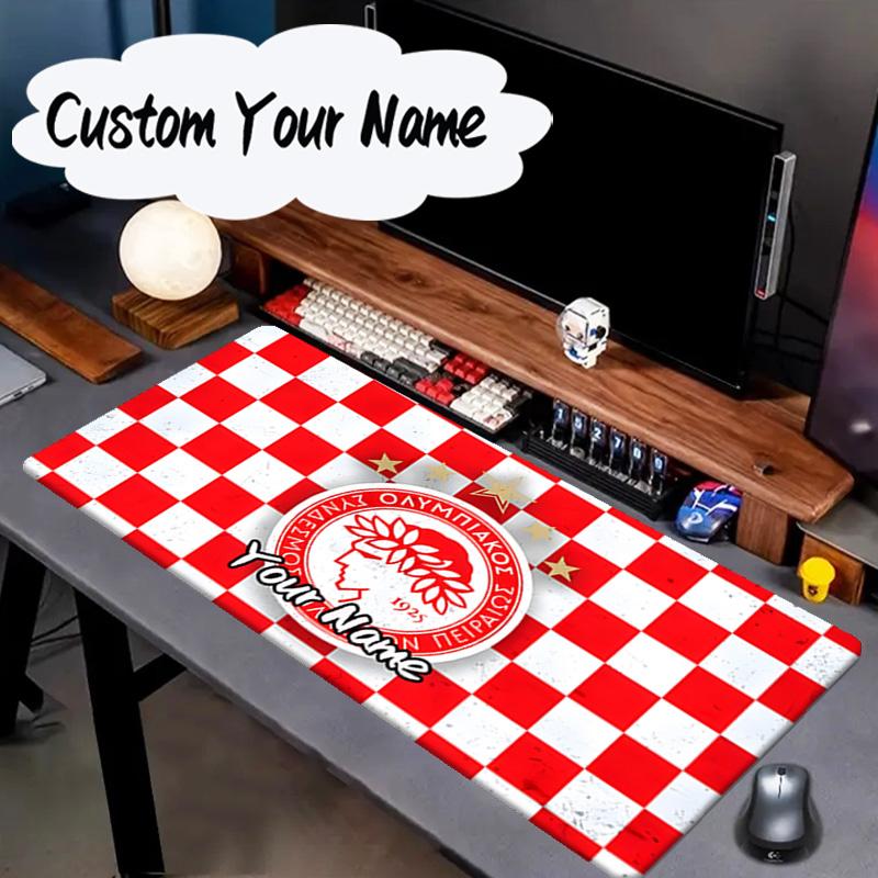 Custom Name Mouse Pad Olympiacos Fc Crest Design Mouse Pad, Gaming Mouse Pad, Keyboard Pad, Desk Decor for Computer Notebook Fan Birthday Gift