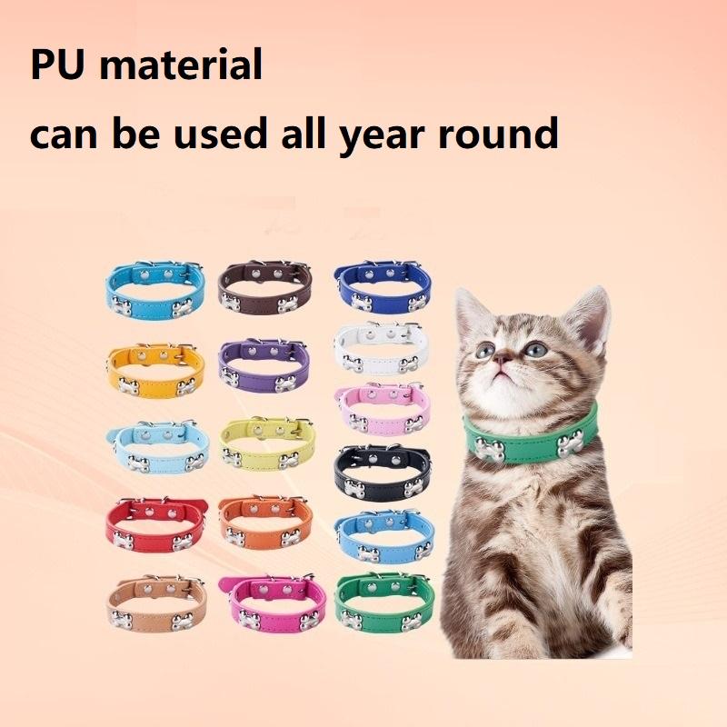 Leather Dog Collar Dog Choker Puppy Neck Small Dog Collar Cat Accessories Bone Leather Durable Pet Collars GXQ13