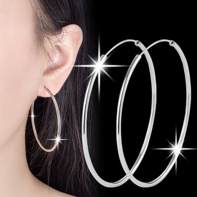 1 Pair Ear Ring Elegant Charming Exaggerated Smooth Surface Big Circle Fine