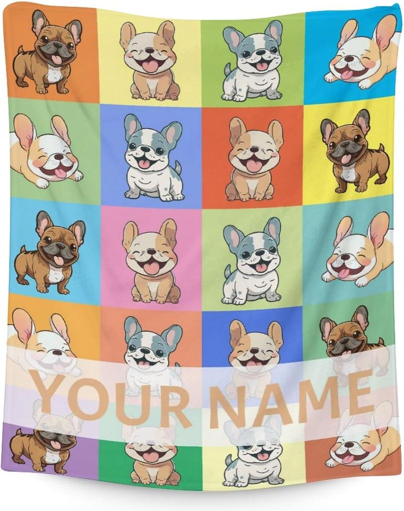 French Bulldog Blanket for Kids  Soft Plush Throw x Twin Size  Cute Dog Gift for Bed Couch  Living Room