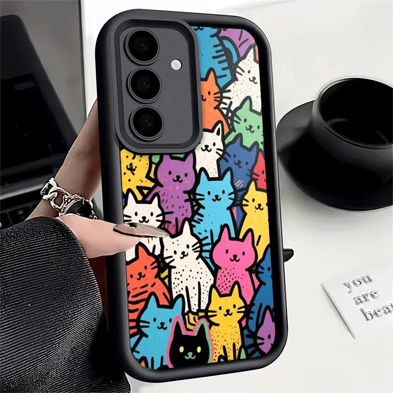 Cartoon Cute Cats Theme Soft Phone Case for Samsung Galaxy S26 Ultra S25 Edge S24 S23 S22 Plus S21 S20 FE 5G Shell Silicone Fund