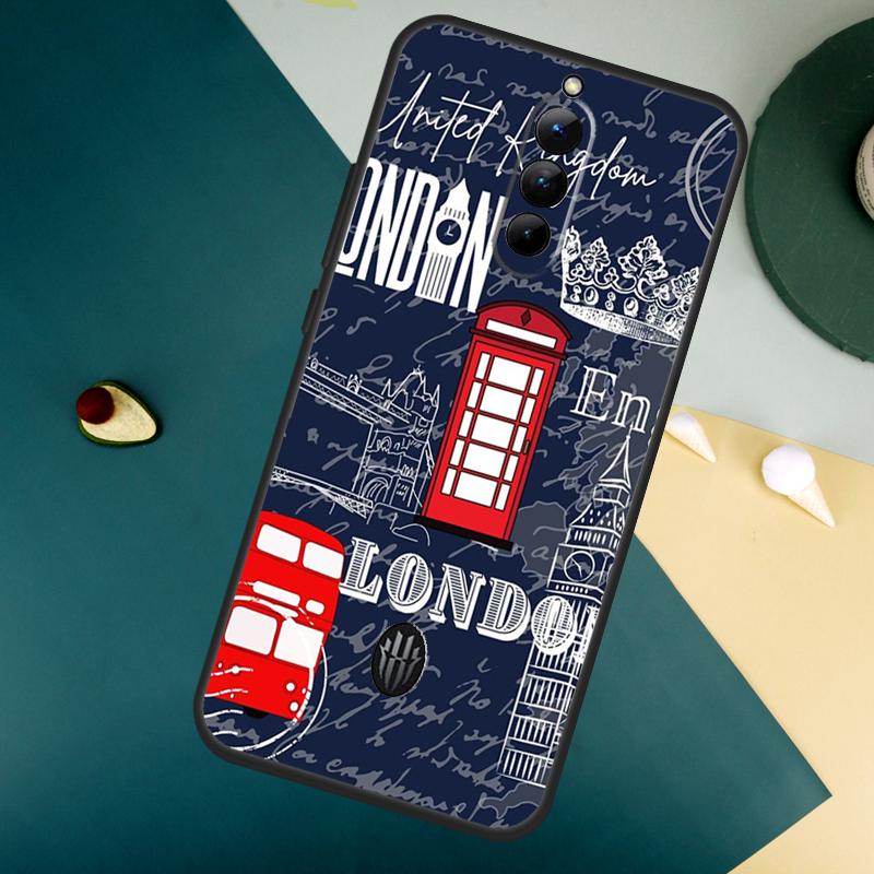 London Bus England Big Ben For ZTE Nubia Red Magic 10 Air 8 9 8S 9S 10S Pro Plus 7 6S 7S Pro Red Magic 11 Pro Plus Case