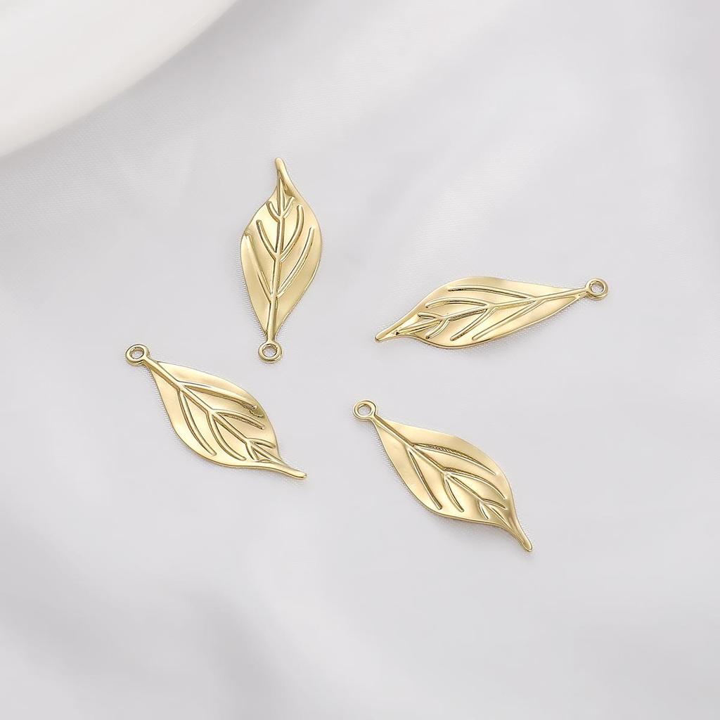 1pc Brass Leaf Charm Pendant for Earring Necklace DIY Jewelry Making