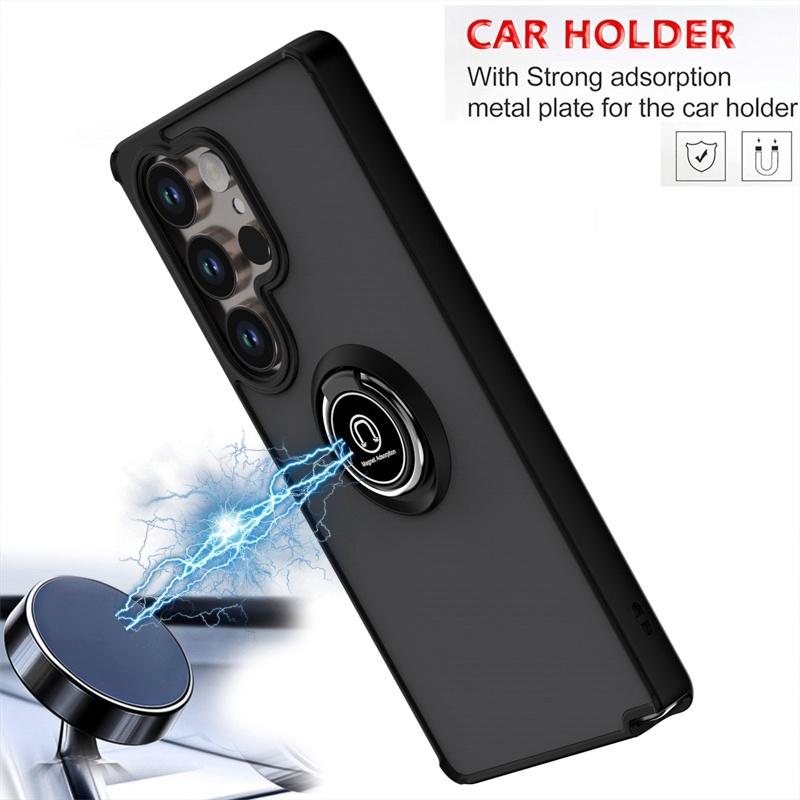 Armor Magnetic Ring Bracket Case For Samsung Galaxy S25 Ultra S25+ S 25 Matte Hard PC Back Cover Galaxy S25 Plus S25ultra Funda