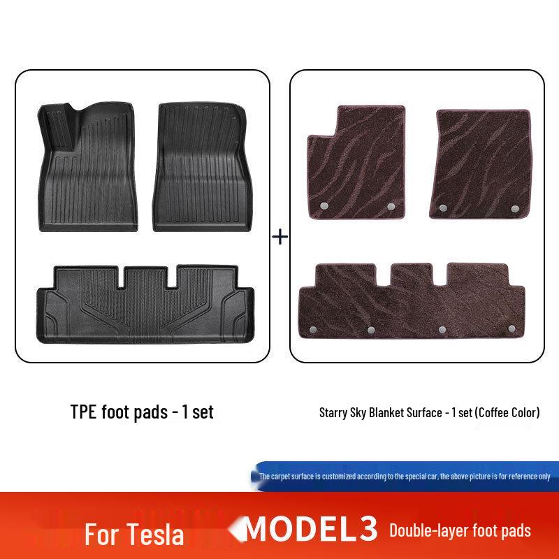 Custom TPE Floor and Trunk Mats for Tesla Model 3 Refresh Edition (Compatible with 25 Models)