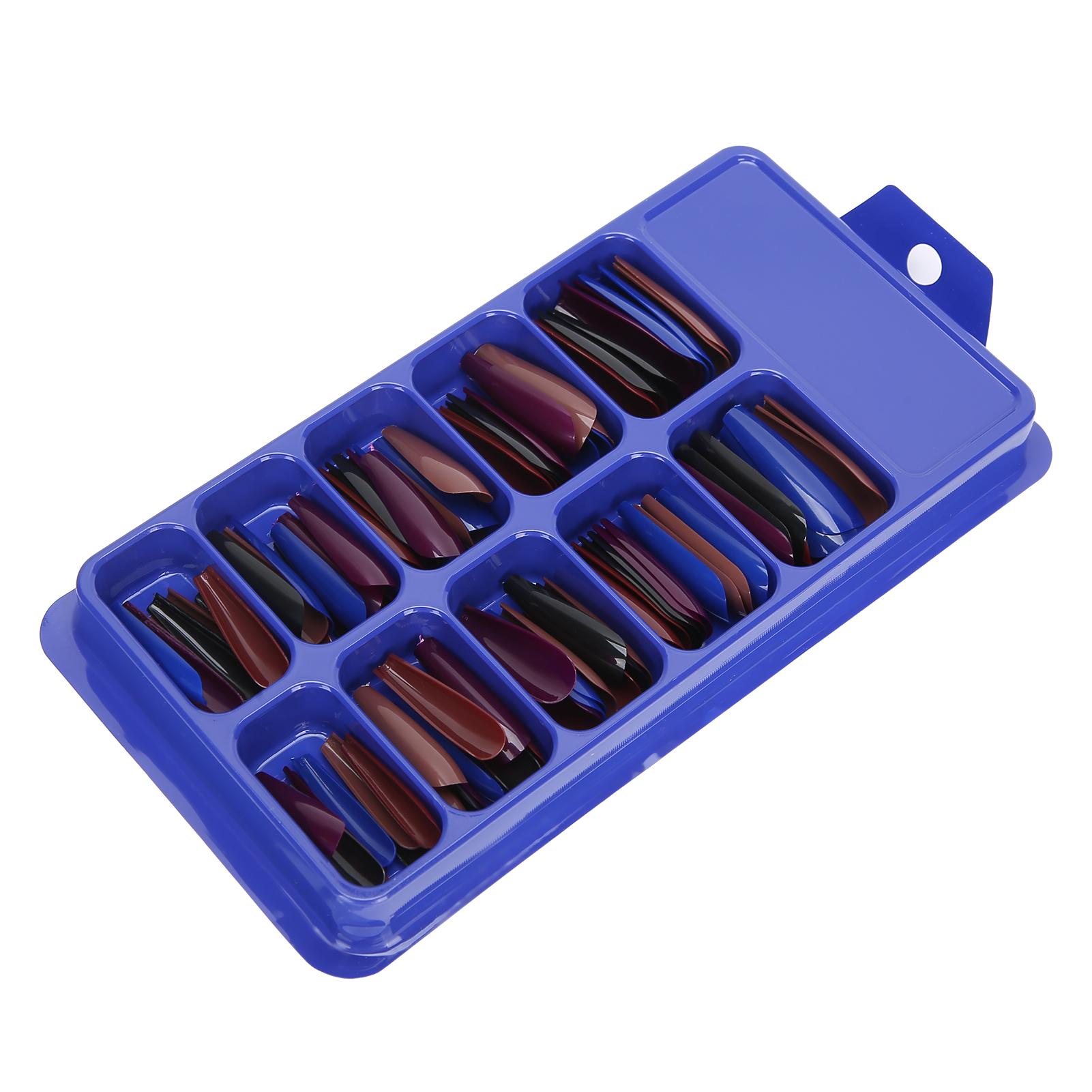Set 100 Buc Vârfuri Acrilice pentru Nail Art Culoare Pură Acoperire Completă Artificiale Presate Unghii False13 black