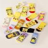 5 Pairs Four Seasons Women's Fashion Cartoon Anime Pok é mon Versatile Sweet and Cute Pikachu Casual Breathable Straight Socks