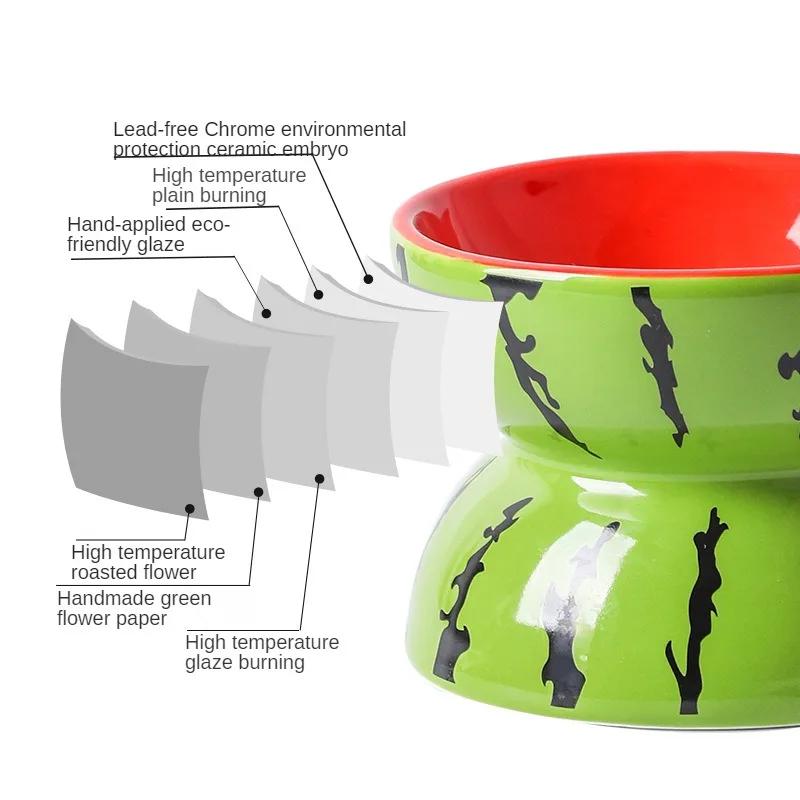 Cat Bowl Ceramic Cat Food Basin Cervical Protection Slanted Mouth Pet Supplies High Footed Bowl Cat Food Basin Dog and Cat Bowl