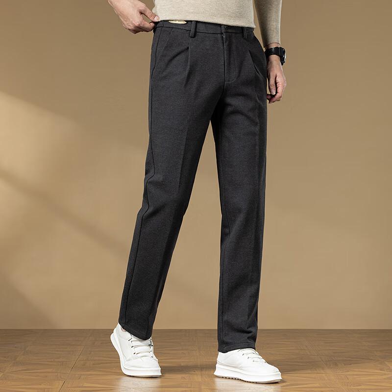 Men's Wool Blend Straight Fit Casual Trousers
