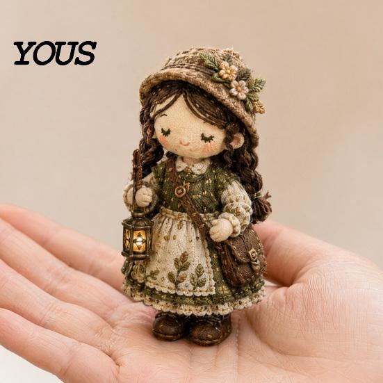 Small World Patchwork Girl DIY Kit, 3D Doll Sewing Craft Set with Pre-Cut Fabric Art Thread Needles, Cute Kit for Home Decor Handmade Gift