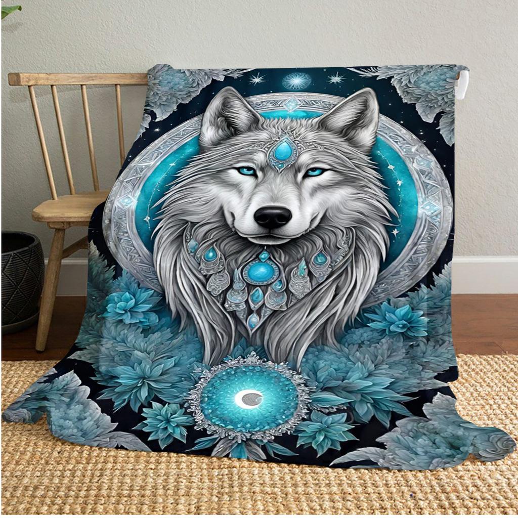 Wolf Plush Blanket Soft Comfortable All Seasons Perfect Sofa Office Naps Outdoor Travel Makes Great Gift