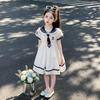 Children's Academy Summer Dress - Korean Style Cartoon Sailor Collar Elegant Princess Dress for Girls