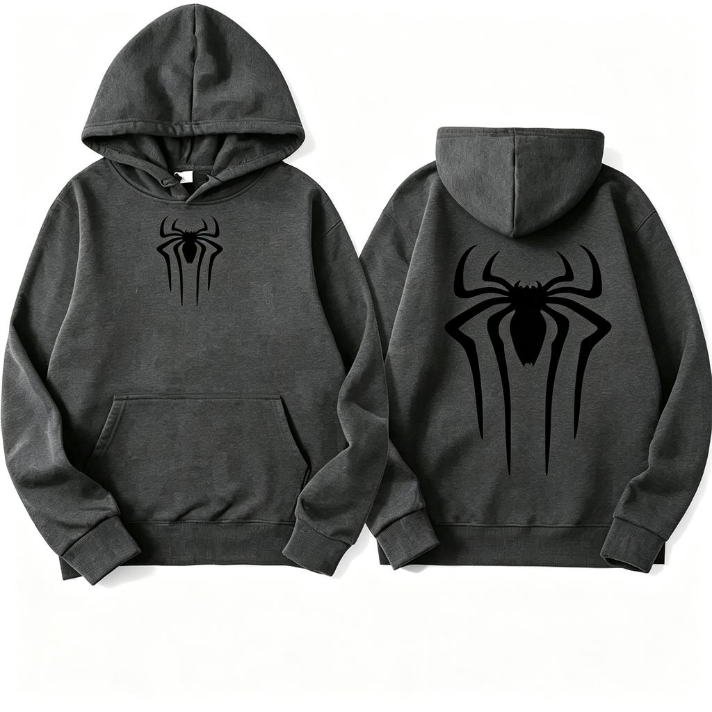 Men's Sweatshirt Fashion Spider Print Hoodie Adult Casual Sports Top Autumn and Winter Outdoor Harajuku Hooded Men and Women Clo