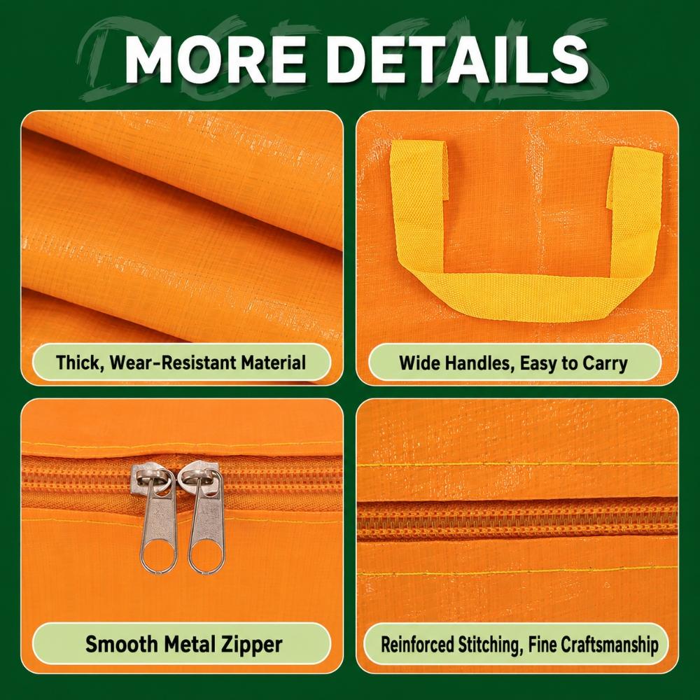 Large Capacity PE Moving Storage Bag with Reinforced Handles, Double Metal Zipper, Water-Resistant Durable Design