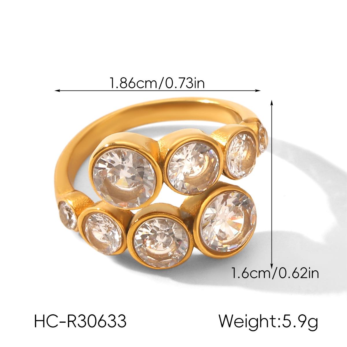 Stainless steel zircon ring, niche high-end open ring, non-fading titanium steel jewelry, cross-border hand accessories