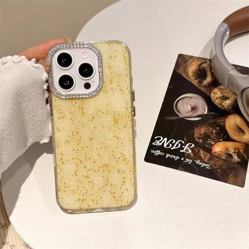 

Простой полноэкранный блестящий золотой фольгированный чехол с камерой, стеклянная пленка для iPhone 16 15 14 13 12 11 Pro Max, чехол для телефона iPhone 13