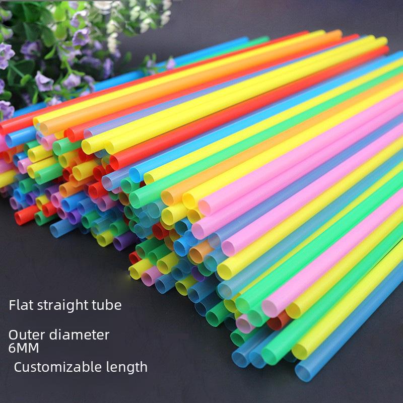 Multicolor Disposable Plastic Straws for DIY Projects, 6x190mm, Flat and Straight Design for Kids
