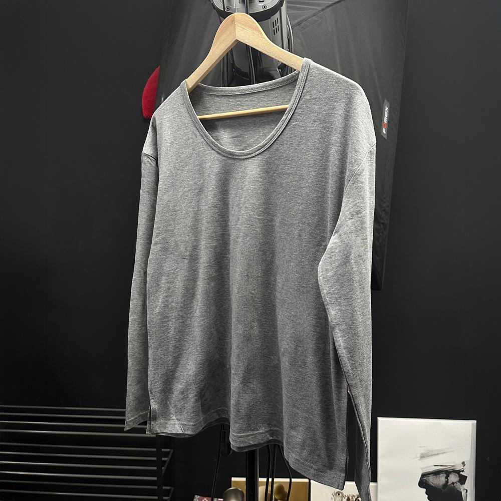 Studio 235 Modal U-Neck Loose Fit Long Sleeve Melange Gray Free