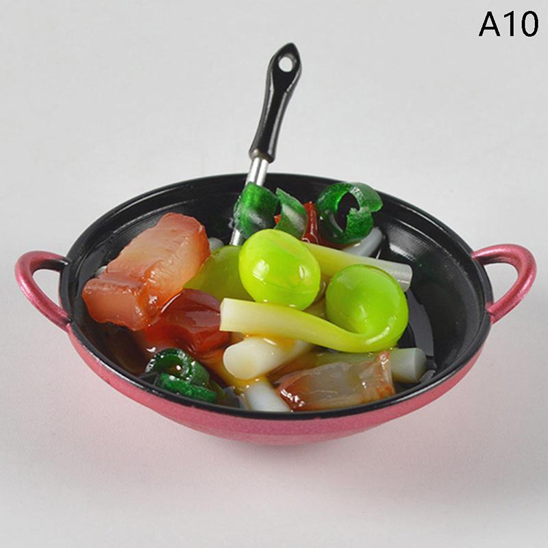 Dollhouse Miniature Diy Accessories Cooking Pot With Food Kitchen Utensils Model
