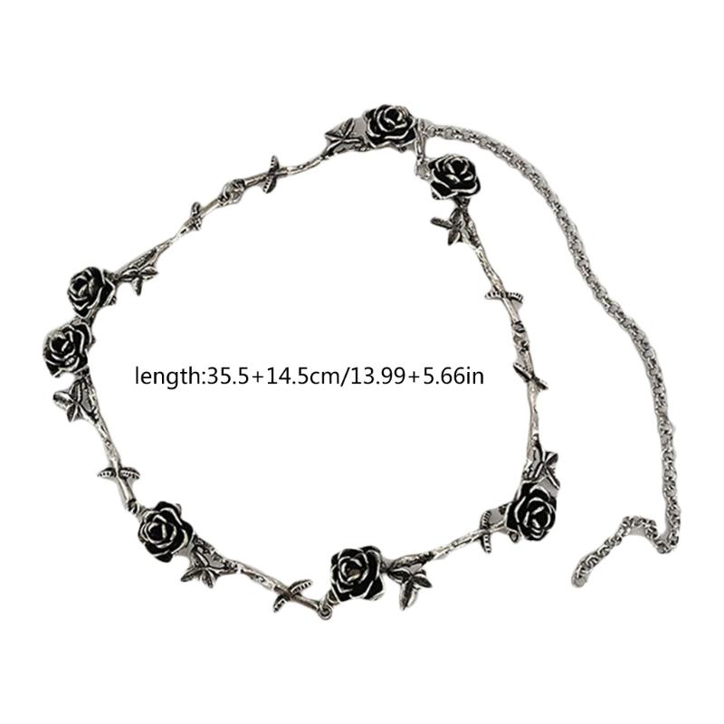 Gothic Rose Flower Thorns Choker for Woman Girls Fashion Hip Hop Punk Jewelry Accessories Elegant Rose Necklace Gifts for Her