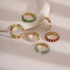 New Ins Style Color Drip Oil Ring Stainless Steel Plated 18K Gold Color Ear Bone Clip Wheel C-type Zircon