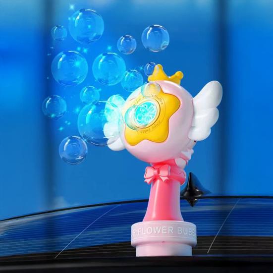 Sunflower Car Bubble Machine Rechargeable Automatic Bubble Blower Remote-controlled Bubble Maker with LED Lights for Weddings Parties