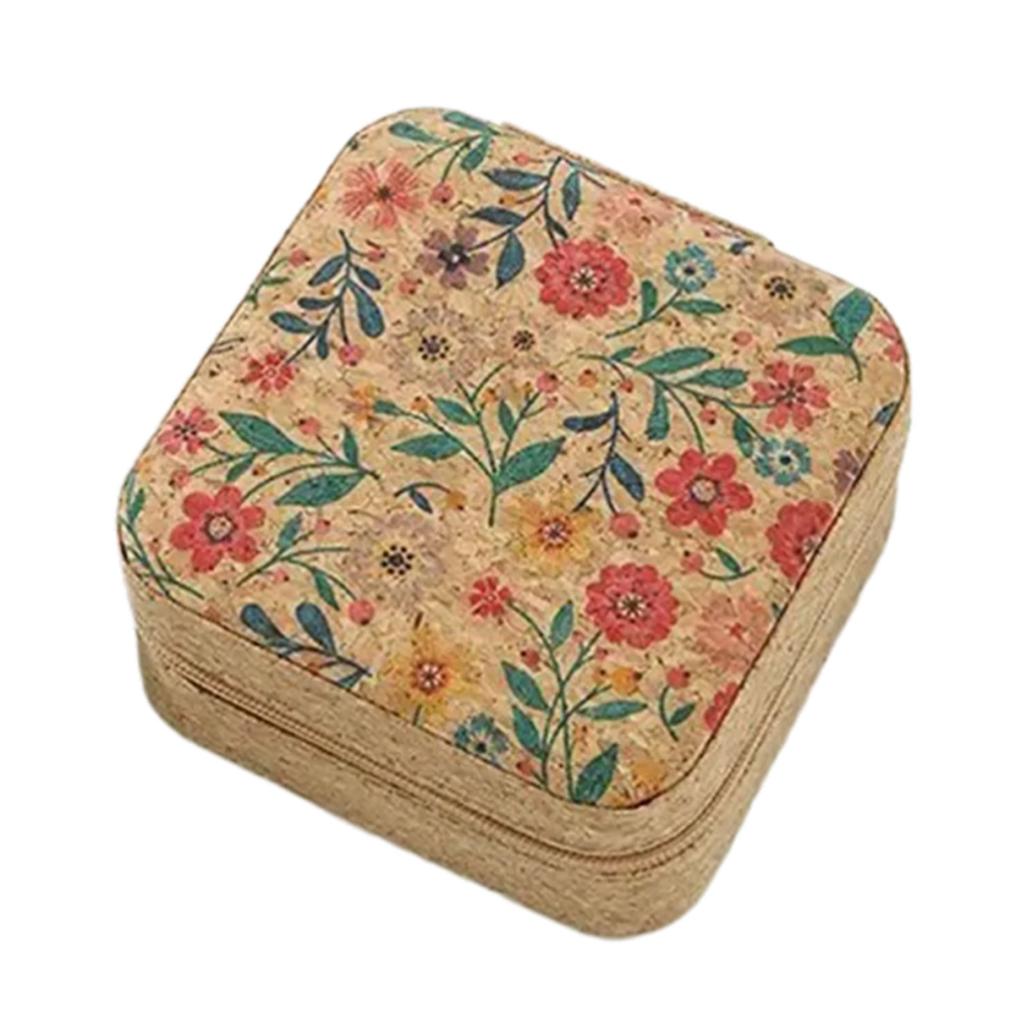 Portable Jewelry Organizers Jewelry Display Box Earrings Box Rings Case Necklaces Box Travel Storage Case Cork Texture