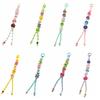 Colorful Acrylic Beads Keychain Lucky Letter Car Keyring Creative Mobile Phone Lanyard  Friend Gift