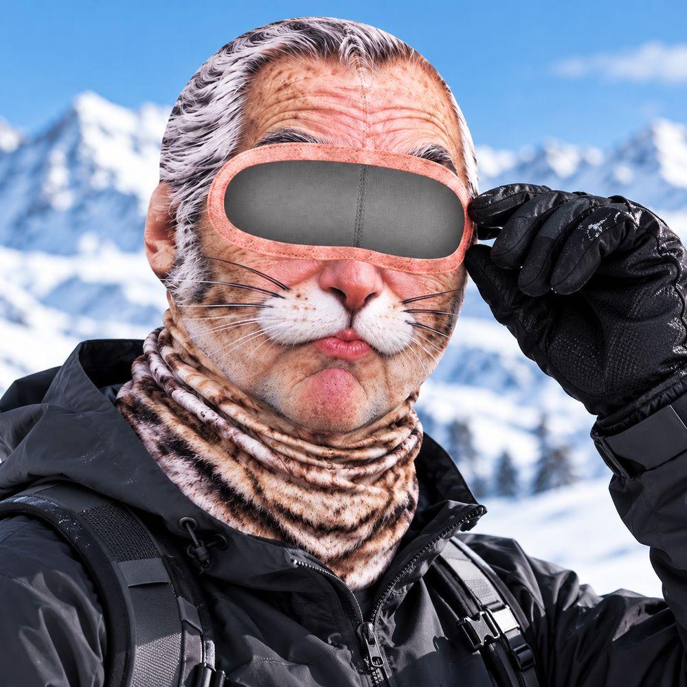 3D Face Printed Balaclava Vzor starca Maska na celú tvár pre Zimné Vonkajšie Športy Cyklistiku