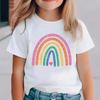 Fashion Summer Baby Girl Trend Rainbow Print Pattern Cotton T-Shirt Children's Fashion Casual Cute Cartoon Summer Short Sleeves