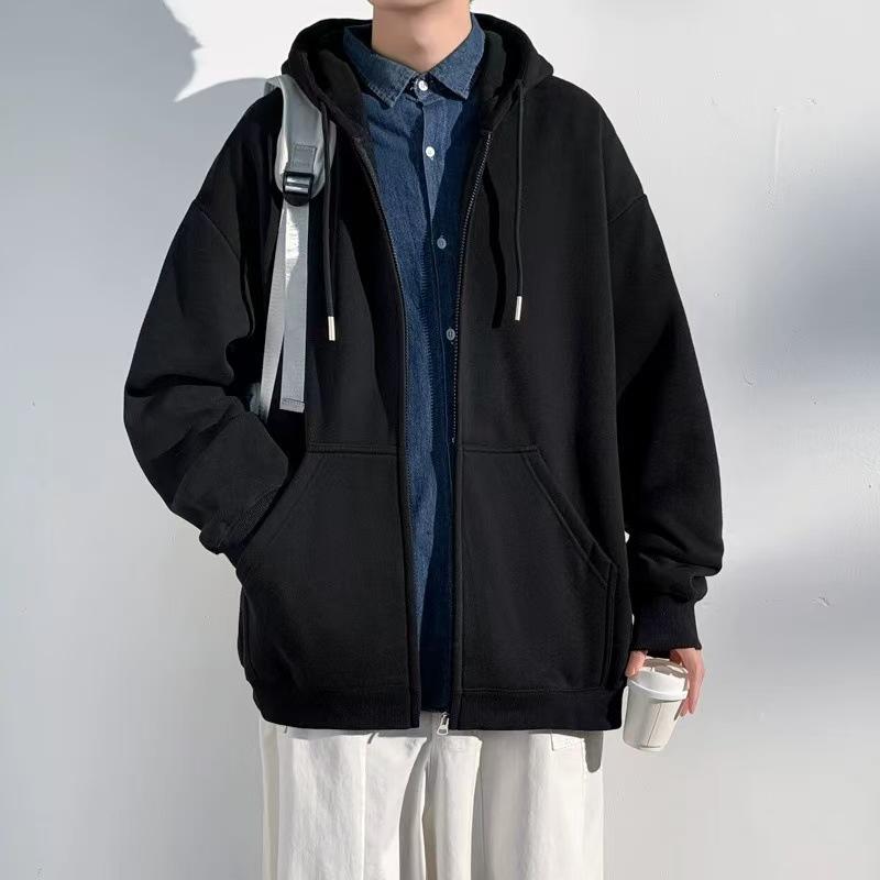 Autumn Winter Hooded Cardigan Sweatshirt for Men New Trendy Brand Loose Casual Jacket Top