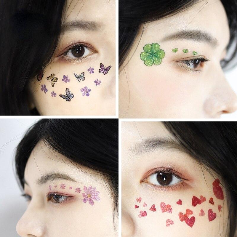 Tattoo Stickers Women's Temporary Tattoo Sticker Strawberry Flower Butterfly Waterproof Face Sticker Forehead Eye Music Festival Face Stickers