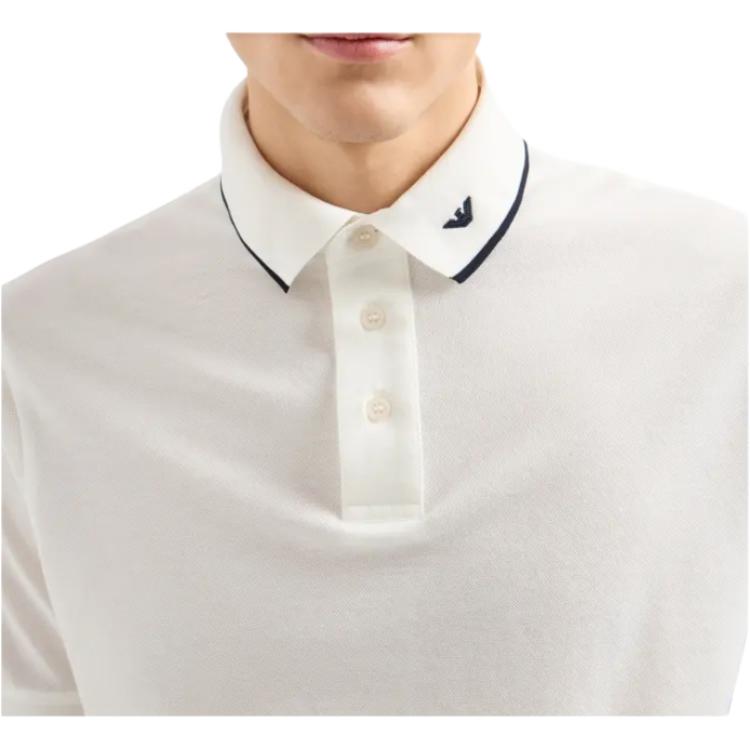 Emporio Armani Embroidered Edge Pullover Short Sleeve Polo Shirt Men tops White 6D1F65-1JTKZ-01C6
