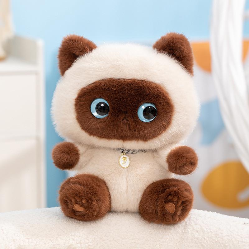 Lucky Cat Plush Toy With Necklace And Bow Decoration For Home Decor And Giftgiving