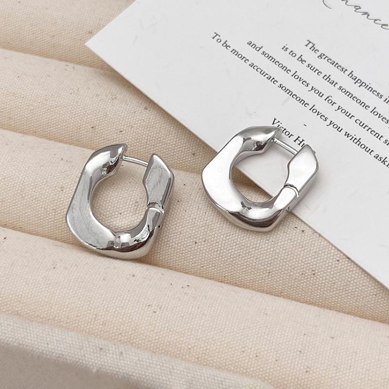 PONYKISS  Sterling Silver Letter U Hoop Earrings for Women Minimalist Punk Fine  Personality Accessories Ins