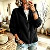 Women's Warm Full Zip Jacket with Stand Collar and Pockets for Fall Winter