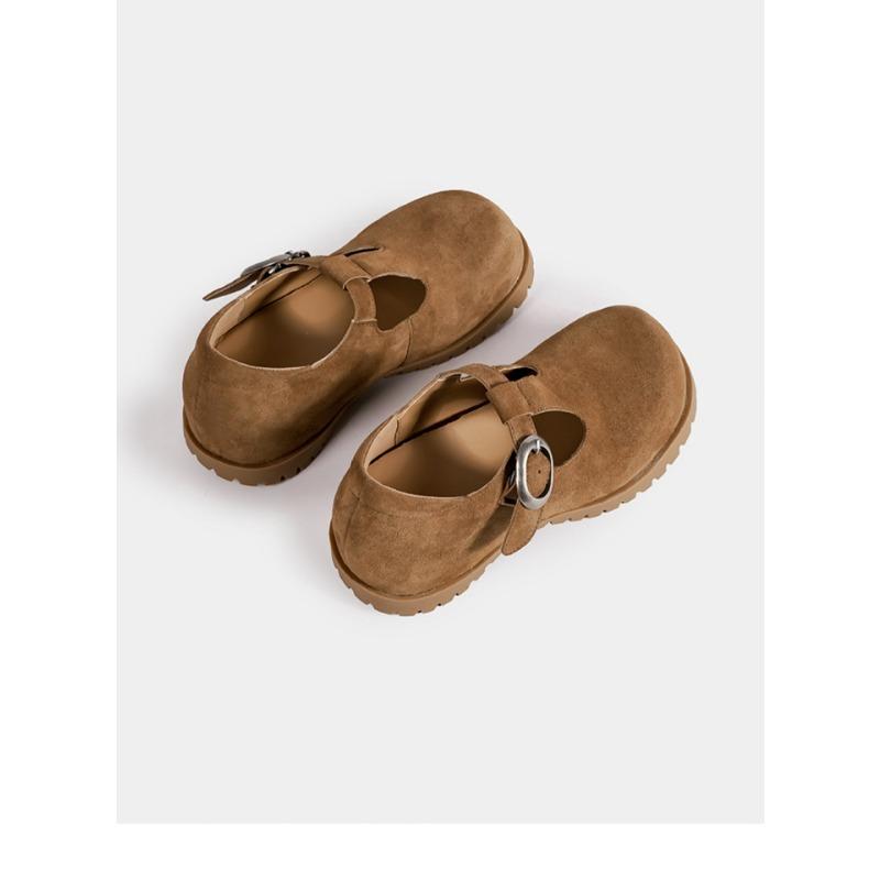 New retro shallow mouth casual wear leather Mary Jane shoes women's versatile comfortable soft sole one-word buckle single shoes