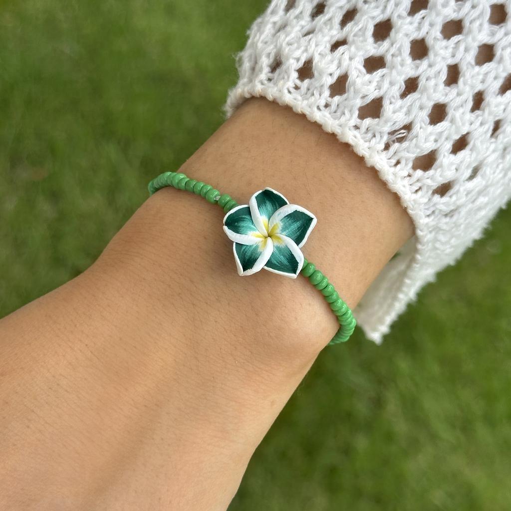 Bohemian Colorful Flower Bracelet for Women Handmade Rice Beads Polymer Clay Flower Bracelets Girl Beach Party Daily Jewelry