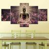5 Pieces Buddhism Abstract Pictures Buddha Statue Paintings Printed Poster Wall Art Canvas Frame Living Room Home Decor