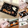 Halloween Themed Door Mat With Adorable Ghost Pumpkin Cat Patterns Soft Decorative Entryway Rug For Home Holiday Decor