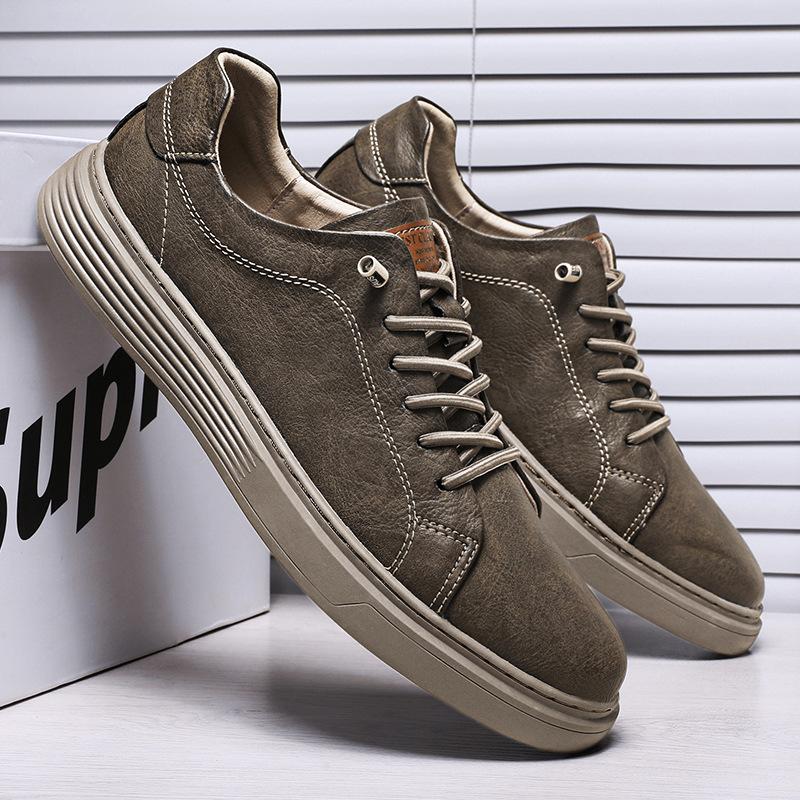 

Casual shoes 2025 new men s shoes cowhide board shoes British cowhide leather shoes men s shoes low-top British driving shoes 44 хаки