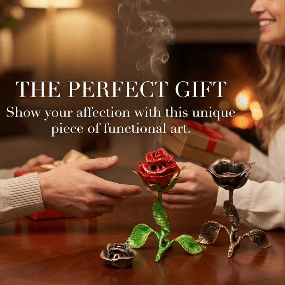 Sturdy Metal Rose Burner Handcrafted Aromatherapy Burner Romantic Rose Statue Gifts  Home Decor