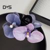Bow Orchid Flower Decor Hair Claw Faux Pearl Inlaid Flower Hair Grip Secure Hold Back Head Hair Claw Hair Accessories