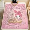 1PC My Melody Pink Print Flannel Blanket, High quality All Seasons, Home Decor, Warmth and Comfort, Perfect for Christmas Gifts
