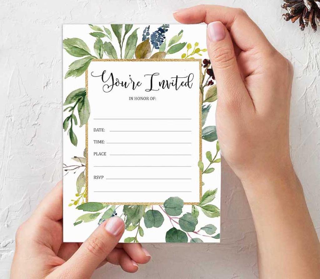 Inkdotpot 30er-Pack Einladungen mit Umschlägen, Einladungen im Grünen für Ihre Hochzeit, Brautparty, Babyparty, Geburtstagseinladungen