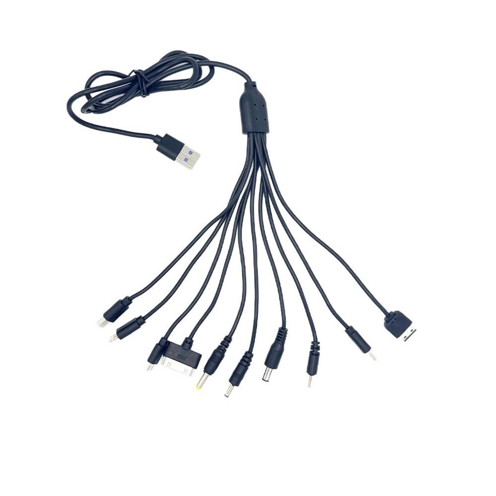 2A Eco-friendly 10-in-1 Multi-functional Charging Cable for Phones, Electronics, and Toys